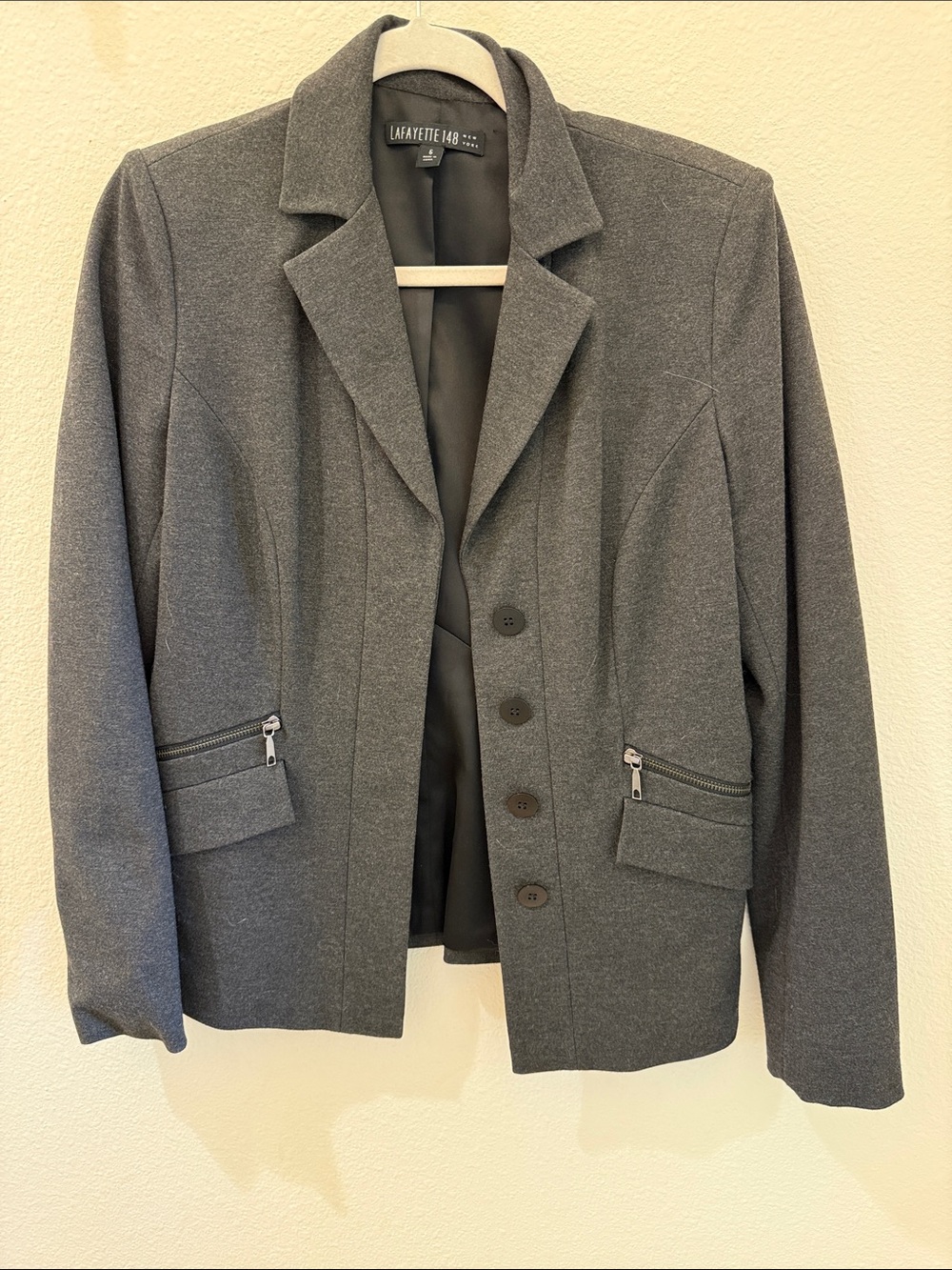Lafayette 148 New York Gray Tailored Blazer